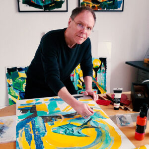 Künstler Tom Roger bei der Arbeit